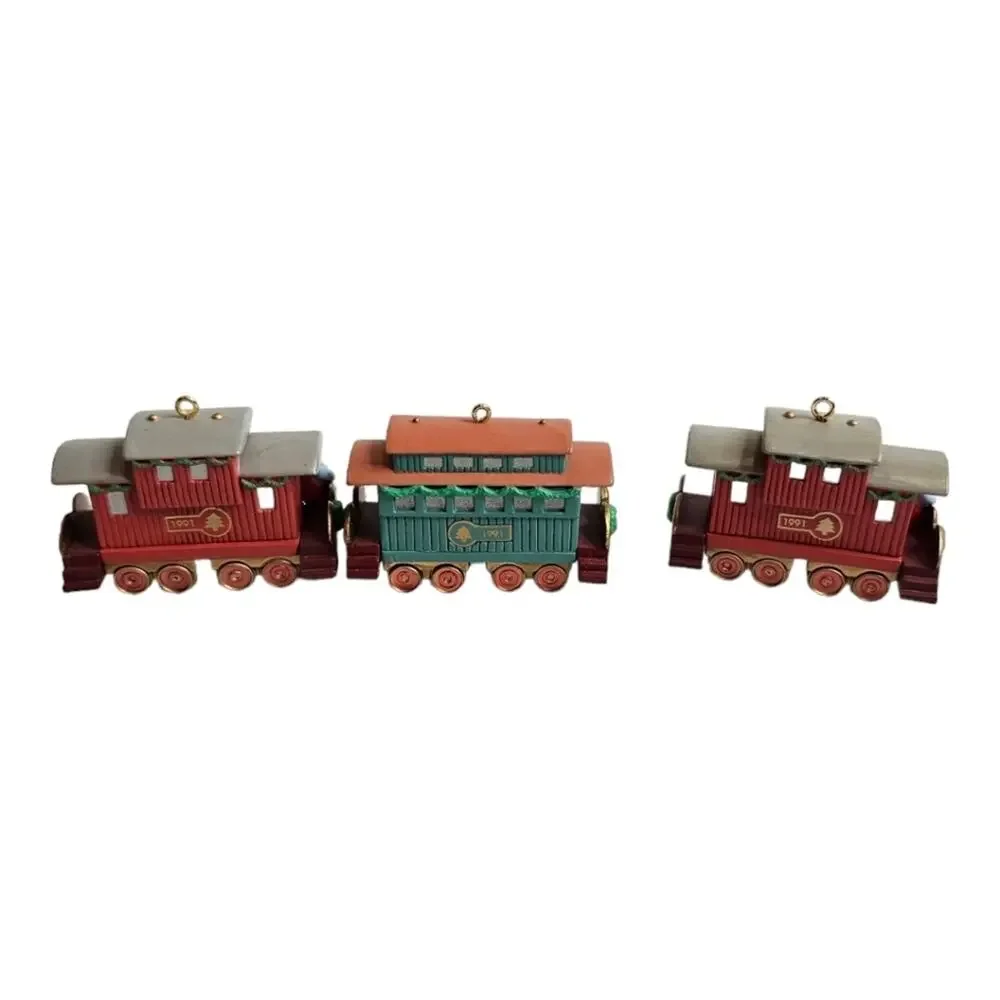 Hallmark Ornaments from Clause & Co. R.R. Caboose and Passenger Car set of 3